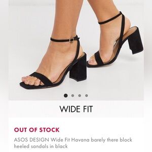 ASOS DESIGN Wide Fit Havana barely there block heeled sandals in black 8.5